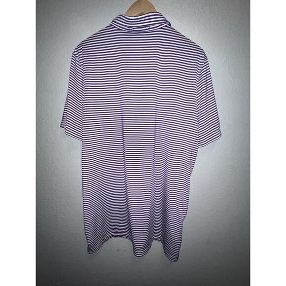 RLX Ralph Lauren Polo Shirt Mens L Purple White Striped Performance Golf Stretch - Picture 7 of 7